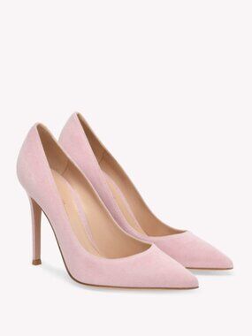 boohoo pink suede-style pointed-toe pumps with a stiletto heel.